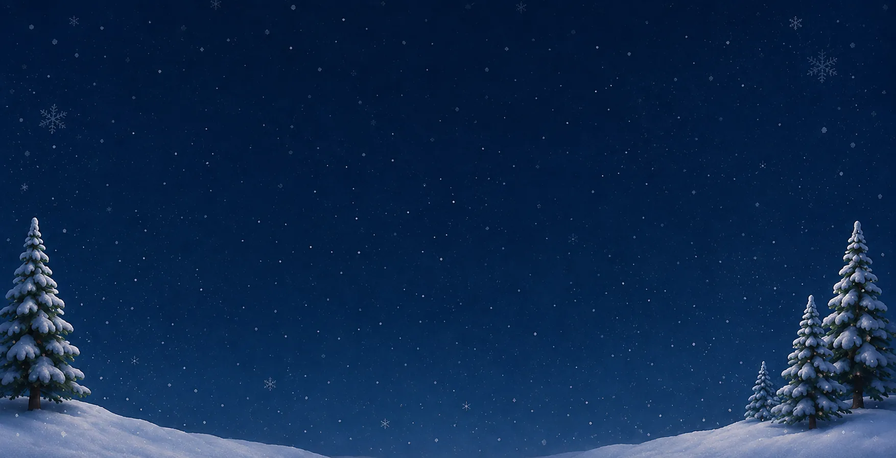 Paisaje nocturno nevado de SelloMágico con árboles nevados