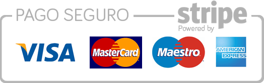 Pago seguro mediante Stripe con Visa, Mastercard, Maestro y American Express