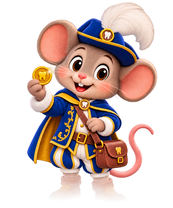Ratoncito Pérez con su bolsa de dientes