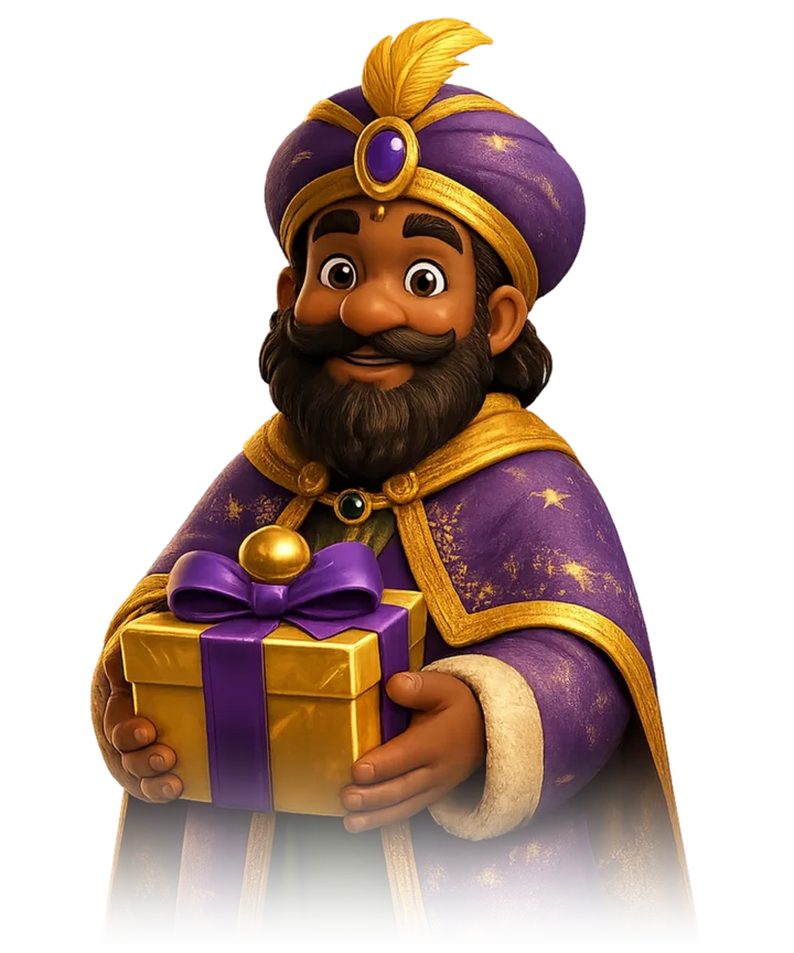 Rey Baltasar con un regalo